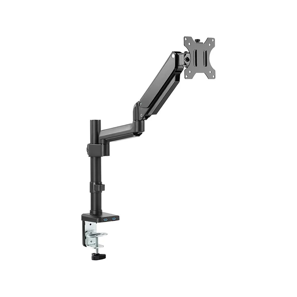Single Monitor Gas Spring Monitor Arm With USB Ports